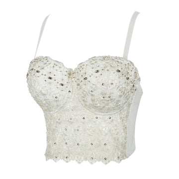 Novalie Rhinestone Corset Style Cropped Top - SunsetFashionLA